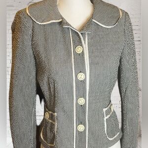 Harve Bernard Navy & white striped blazer